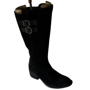 Born Boots Womens 7.5  Lottie Tall Riding Black Leather Knee High Suede